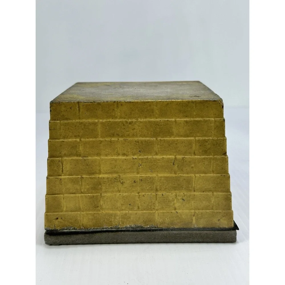 Vintage Yellow Cast Aluminum Stacked Brick Base‎ Toy Railroad Bridge Statue